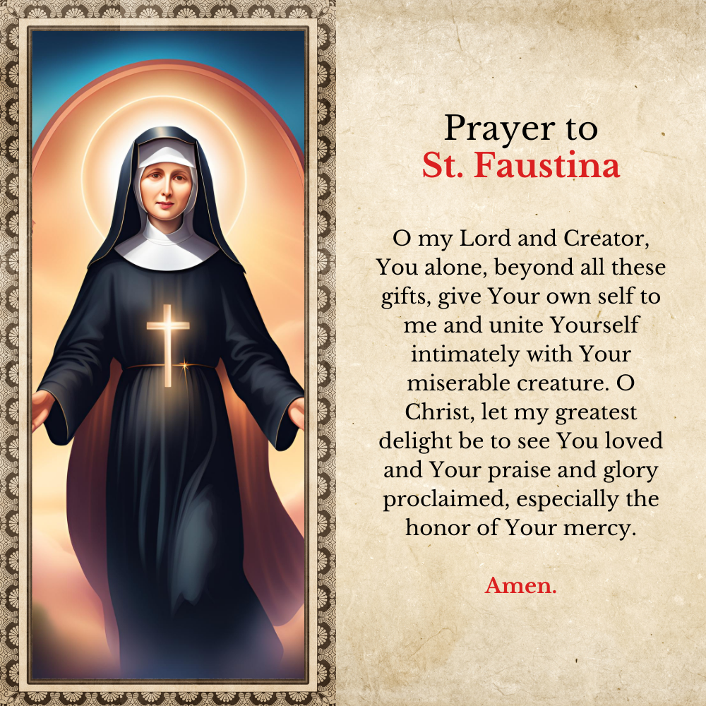 St. Faustina Prayer Card